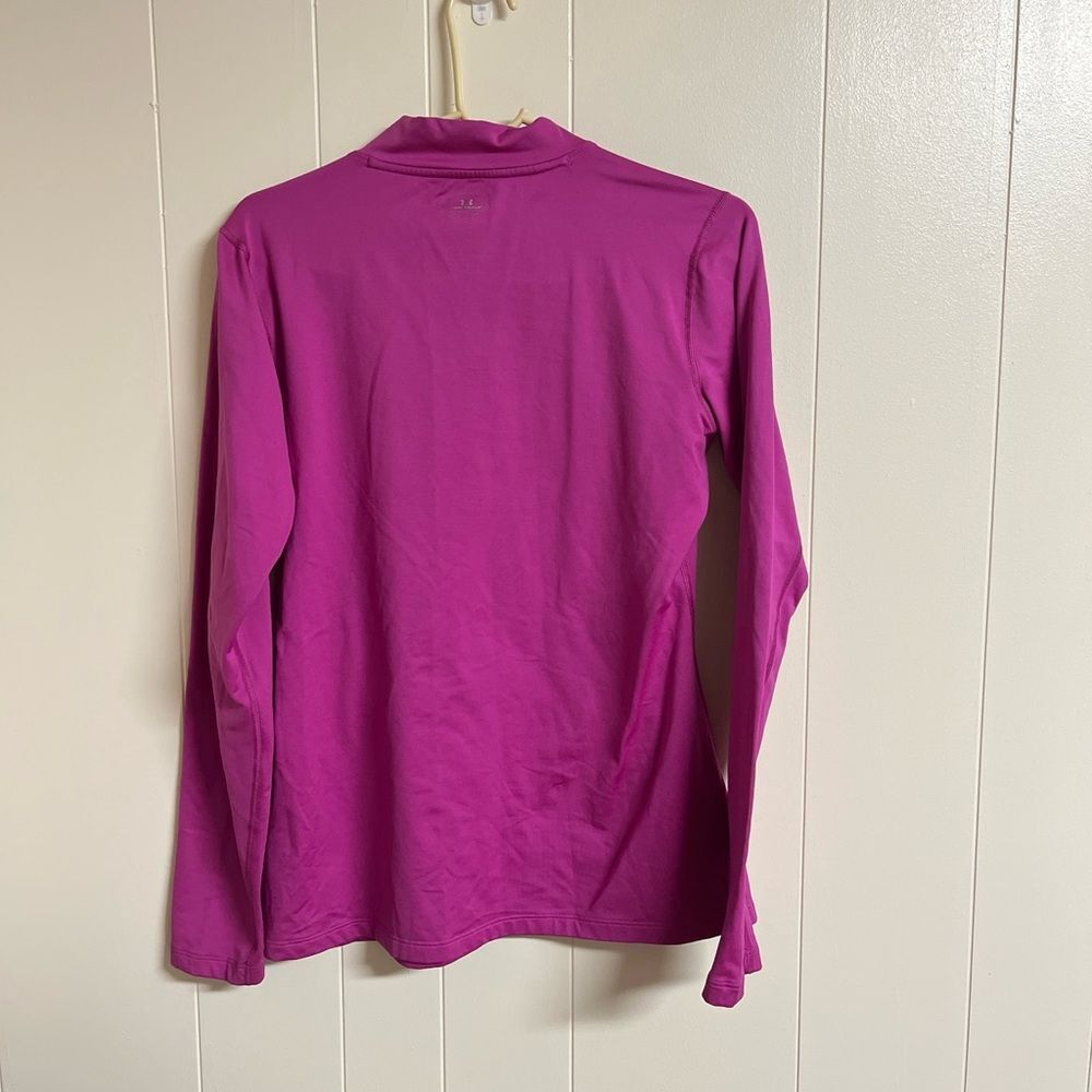 Under Armour UA ColdGear Pink Fitted Mock Compression Shirt Long Sleeve Sz L - Picture 5 of 7